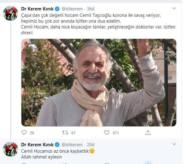 Prof. Dr. Cemil Taşçıoğlu corona virüs nedeniyle hayatını kaybetti