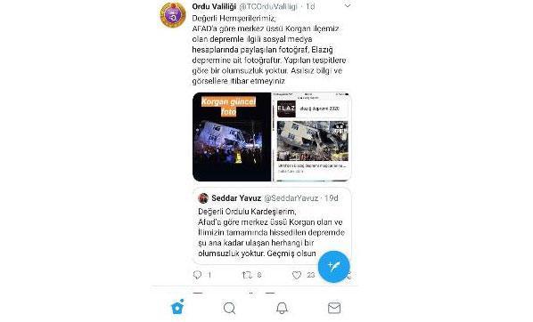 Orduda deprem sonrası sosyal medyada çirkin provokasyon
