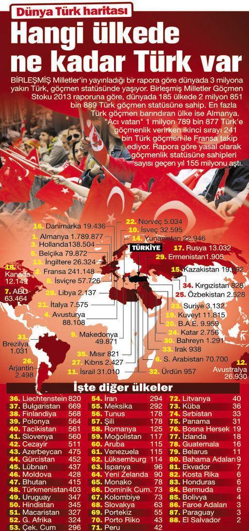 Hangi ülkede kaç Türk var
