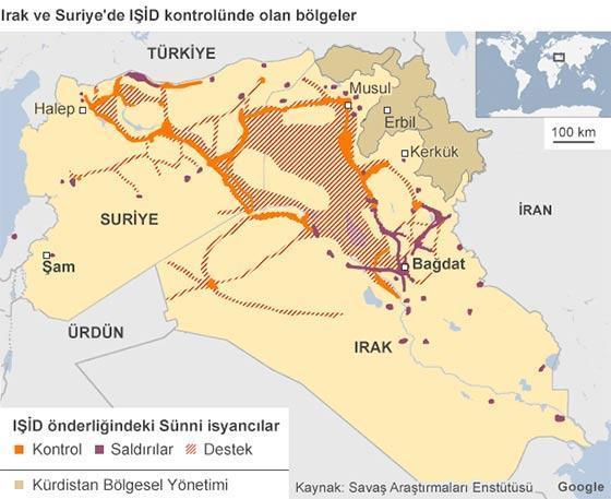 İşte IŞİDin elindeki bölgeler