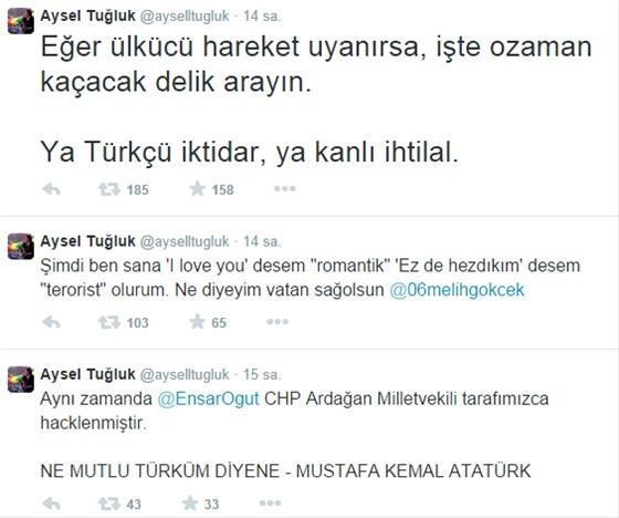 Ülkücüler Aysel Tuğlukun hesabını hackledi