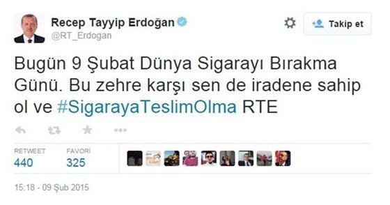 Cumhurbaşkanı Erdoğandan sigara karşıtı tweet