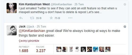 Twittera Kim Kardashian düzenlemesi