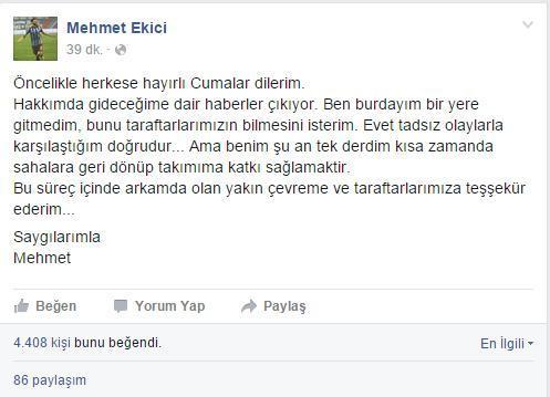 Mehmet Ekici’den açıklama