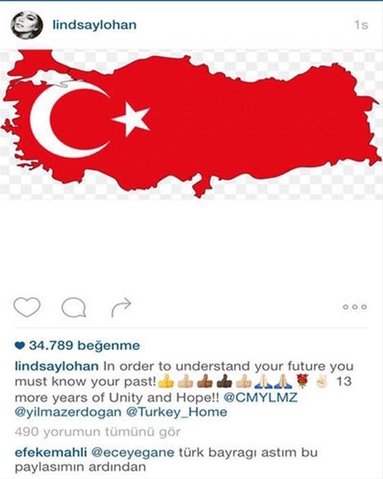 ABDli oyuncu Lindsay Lohandan Türkiye haritalı paylaşım