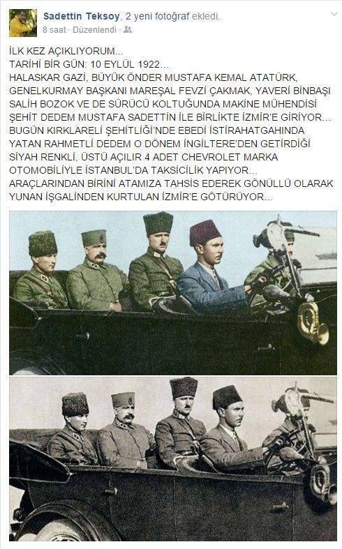 Sadettin Teksoydan Atatürk paylaşımı