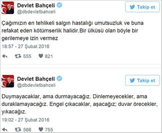 Bahçeliden teşkilata Twitterdan mesaj