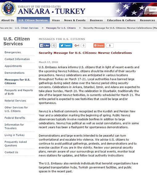 ABD elçiliğinden Türkiye ile ilgili yeni uyarı