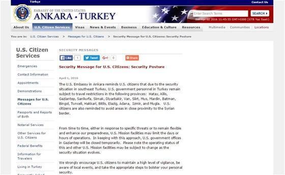 Amerikan Büyükelçiliği: Türkiyedeki bu 19 şehre gitmeyin