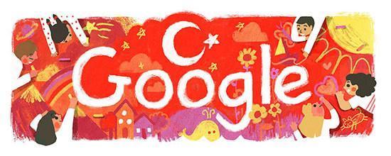 23 Nisan Ulusal Egemenlik ve Çocuk Bayramı Google anasayfasında