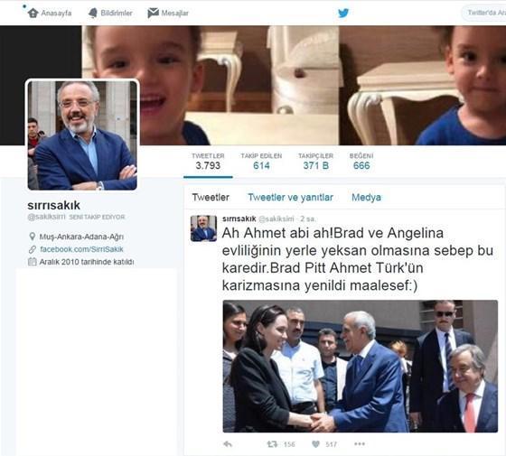 Sakık, Angelina ile Ahmet Türkün el ele fotoğraflarını paylaştı