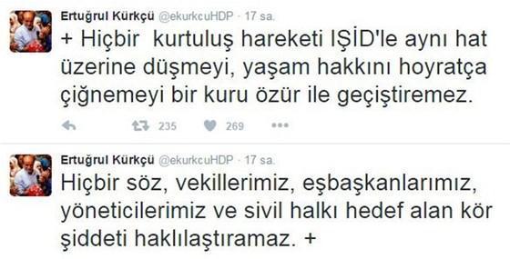 HDPli Ertuğrul Kürkçüden PKKya tepki