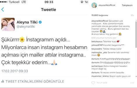 Instagram hesabını geri alan Aleyna Tilkiyi yıkan görüntü