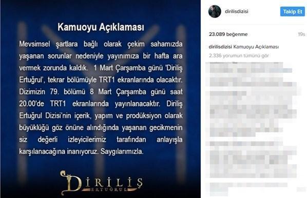 Diriliş Ertuğrul hayranlarına kötü haber