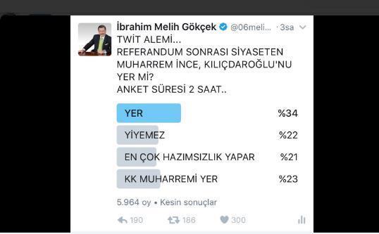 Gökçekten Kılıçdaroğlu anketi