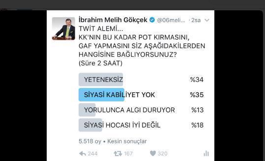 Gökçekten Kılıçdaroğlu anketi