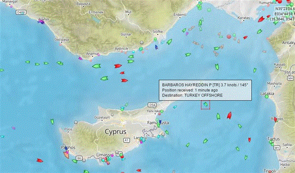 Türk gemisi orada Büyük panikteler