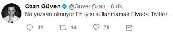 Ozan Güven de Twitter hesabını kapattı