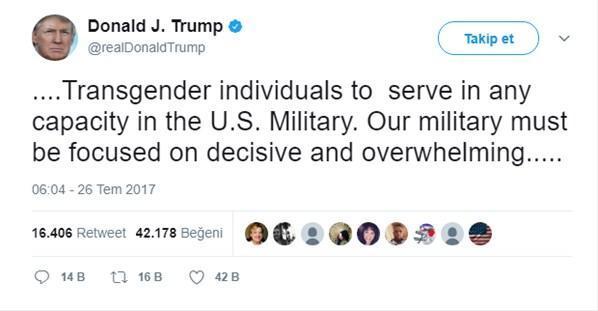 Son dakika... Transeksüeller orduya katılamaz