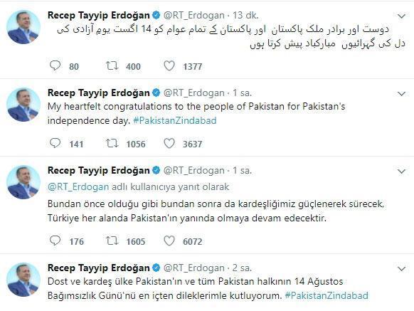 Erdoğandan üç dilde mesaj