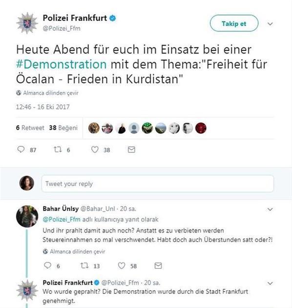 Alman polisinden skandal Tweet PKK için görevdeyiz