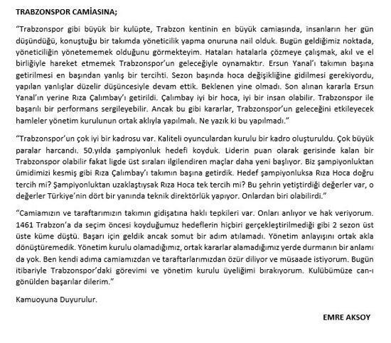 Trabzonsporda Rıza Çalımbay istifası