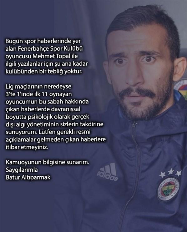 Fenerbahçede Mehmet Topal kadro dışı