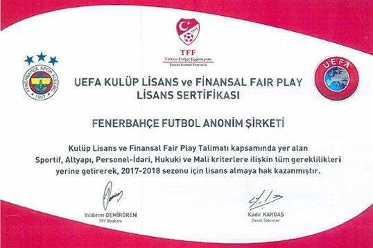 Fenerbahçe, UEFA lisansını aldı
