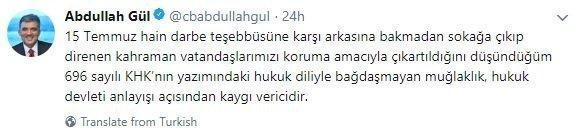 AK Partili Turandan Abdullah Gülün KHK eleştirisi sorusuna yanıt