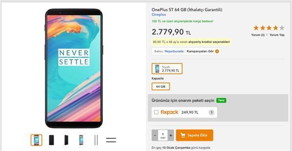 OnePlus 5T Türkiyede satışa sunuldu