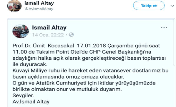 Kocasakal, CHP Genel Başkanlığına aday olacak iddiası