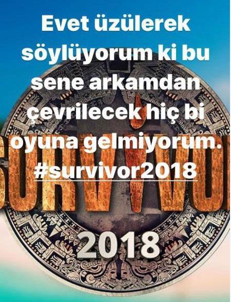 Turabi Çamkıran Survivor 2018 kadrosunda olmayacak mı Turabiden şok paylaşım...