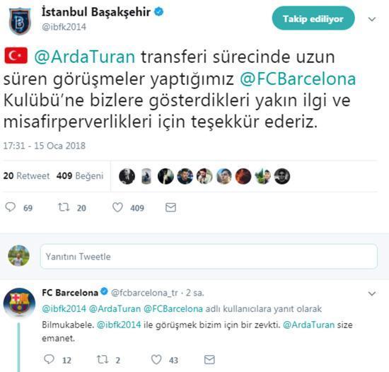 Barcelonadan Başakşehire cevap