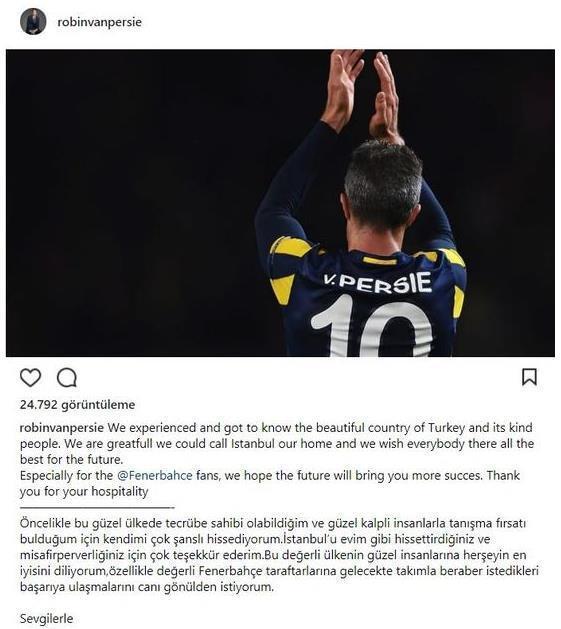 Robin van Persieden Fenerbahçelilere veda mesajı