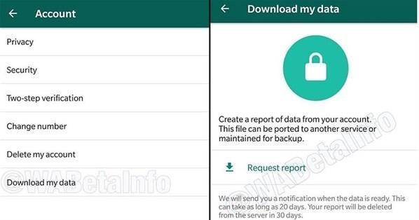 WhatsApp tüm verileri indirme özelliği ekliyor