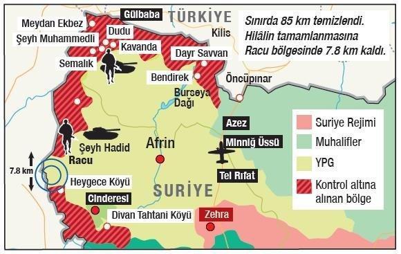 Afrin’de hilal göründü İşte yeni harita