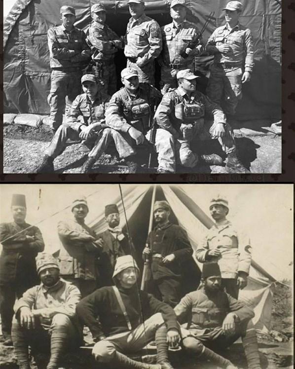 Afrinde askerler 100 yıl sonra Atatürk pozu verdi