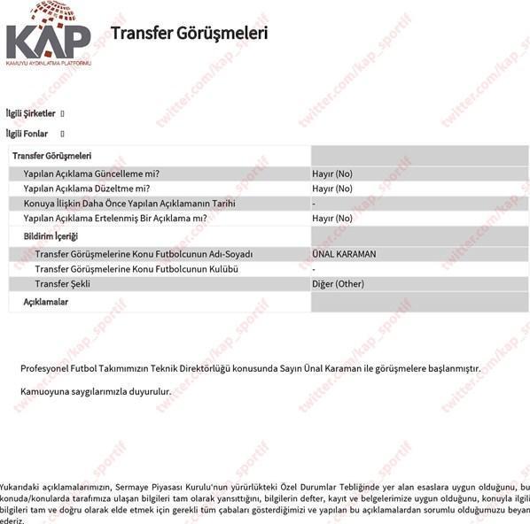 Trabzonspor, Ünal Karaman ile sözleşme imzalayacak