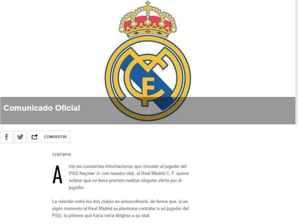 Real Madridden Neymar açıklaması