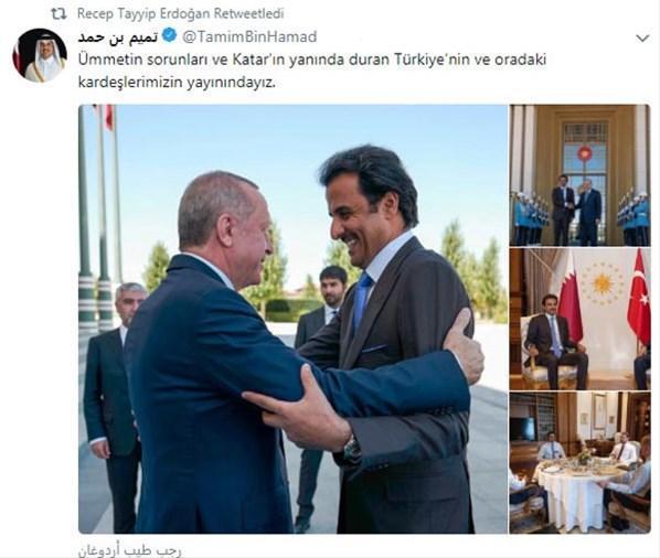 Cumhurbaşkanı Erdoğandan Katar Emiri Al Saniye teşekkür mesajı