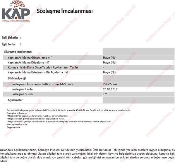 Trabzonspor transferi KAPa bildirdi