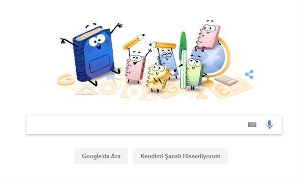 Okulun ilk günü Googleda Doodle oldu
