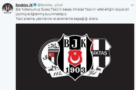Beşiktaştan Tosice başsağlığı mesajı