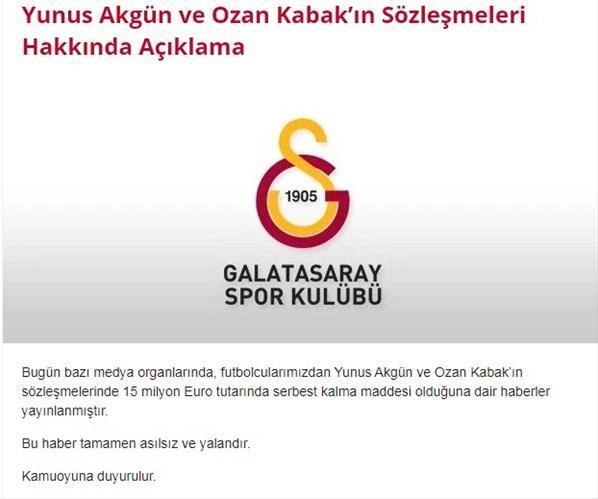 Galatasaraydan Yunus Akgün ve Ozan Kabaka yalanlama