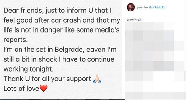 Emina Jahovic trafik kazası geçirdi