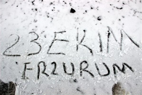 Erzurumda lapa lapa kar ve tipi