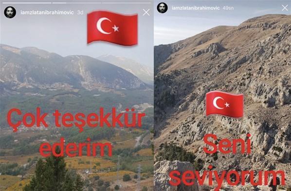 Ibrahimovicin hesabından Türk bayraklı paylaşımlar