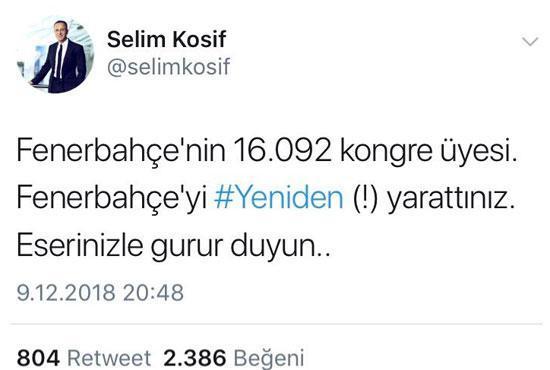 Fenerbahçeli eski yöneticiden şok tweet