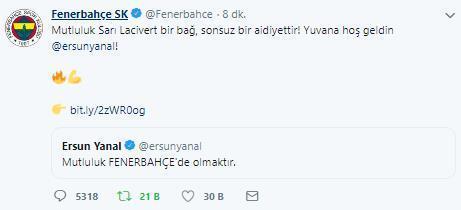 Fenerbahçe, Ersun Yanalı resmen açıkladı
