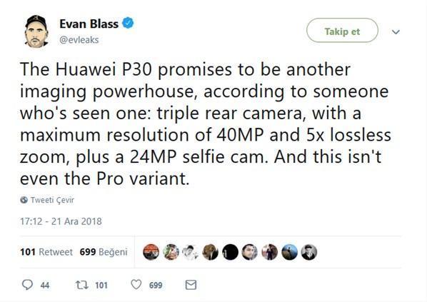 Huawei P30, 5x zoomlu lensle gelecek